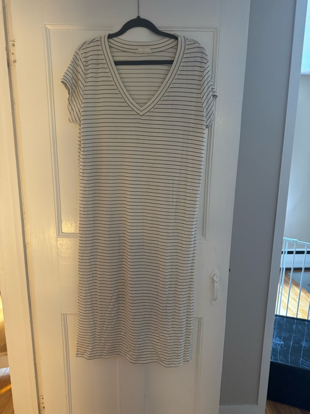 By Together Striped V-Neck Maxi Dress in Cream and Black